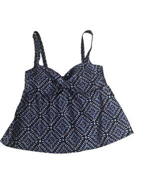 Cazimi Tankini Top 16W Womens Swim Blue White Geometric Swimwear Coastal Beach
